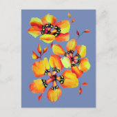 Carte Postale Fleurs orange vif - gris bleu (Devant)