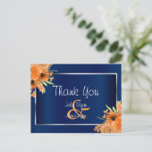 Carte Postale Fleurs oranges sur fond bleu marine (Debout devant)