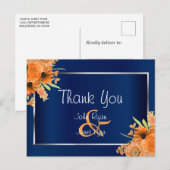 Carte Postale Fleurs oranges sur fond bleu marine (Devant / Derrière)