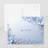 Carte postale Fleurs Ornées Bleues avec Perles (Devant / Derrière)