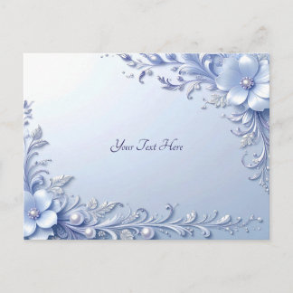 Carte postale Fleurs Ornées Bleues avec Perles