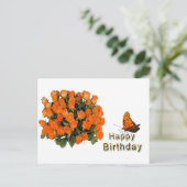 Carte Postale Fleurs Papillon Joyeux Anniversaire  (Debout devant)