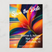 Carte Postale Fleurs paradisiaques tropicales Sauvez la date (Devant)