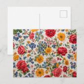 Carte Postale Fleurs partout, design coloré, (Devant / Derrière)