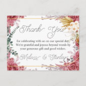 Carte Postale Fleurs pas chères Bourgogne Or Eucalyptus Merci (Devant)