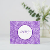 Carte Postale Fleurs peintes violettes avec Monogramme (Debout devant)