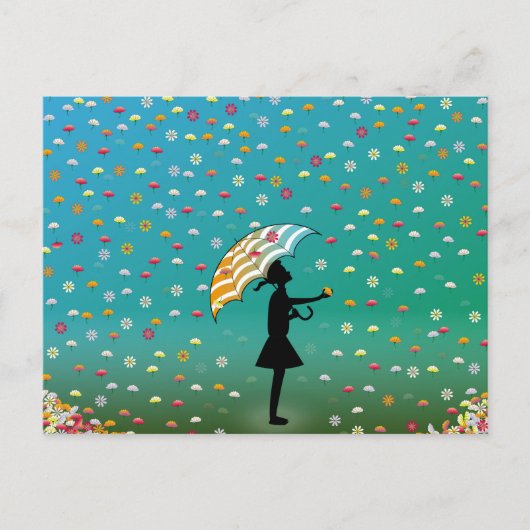 Carte Postale Fleurs pluvieuses de PawPapaya (Devant)