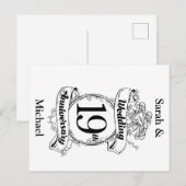 Carte Postale Fleurs pour le 19e anniversaire de mariage (Devant / Derrière)