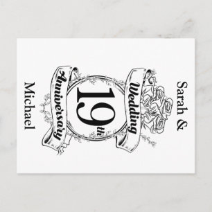 Carte Postale Fleurs pour les 19 ans de mariage