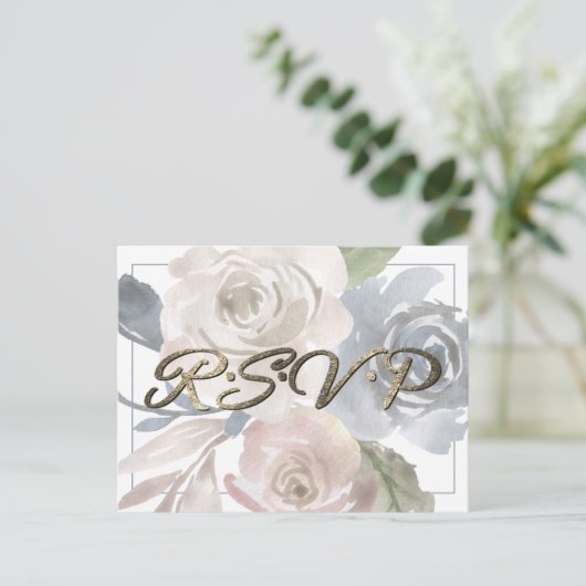 Carte Postale Fleurs Poussiéreuses | Entrée Pastel RSVP Crème Bl (Debout devant)