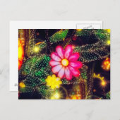 Carte Postale Fleurs rétro Lumières néon (Devant / Derrière)