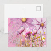 Carte postale fleurs rose (Devant / Derrière)