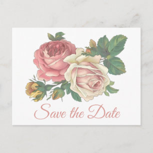 Carte Postale Fleurs Rose Rose Save The Date Engagement Mariage