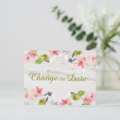 Carte Postale Fleurs Rose Rustique sur Bois Blanc Changer la Dat (Debout devant)