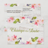 Carte Postale Fleurs Rose Rustique sur Bois Blanc Changer la Dat (Devant / Derrière)