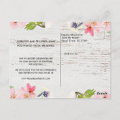 Carte Postale Fleurs Rose Rustique sur Bois Blanc Changer la Dat (Dos)