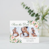 Carte Postale Fleurs rose vif 3 PHOTO Mariage Enregistrer la dat (Debout devant)