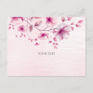 Carte postale Fleurs roses aquarelle