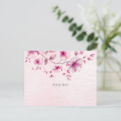 Carte postale Fleurs roses aquarelle (Debout devant)