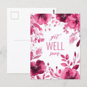 Carte Postale Fleurs roses Aquarelle S'APPROFONDIR BIENTÔT PERSO