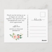 Carte Postale Fleurs Roses Blush Verdure 3 Merci photo (Dos)