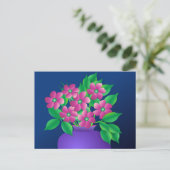 Carte Postale Fleurs roses dans un vase (Debout devant)