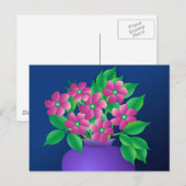 Carte Postale Fleurs roses dans un vase (Devant / Derrière)
