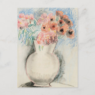 Carte Postale Fleurs roses dans un vase   Christopher Wood
