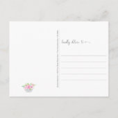 Carte Postale Fleurs roses et blanches Pensées dans un arrosoir (Dos)