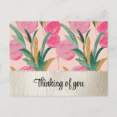 Carte Postale Fleurs roses et Faux crème en cuir (Devant)