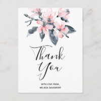 Fleurs roses et gris Merci d'aquarelle classique