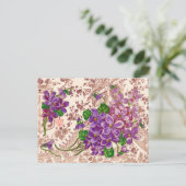 Carte Postale Fleurs Roses Et Violettes (Debout devant)