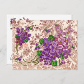 Carte Postale Fleurs Roses Et Violettes (Devant / Derrière)