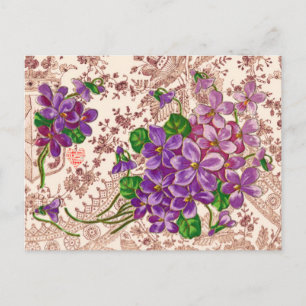 Carte Postale Fleurs Roses Et Violettes