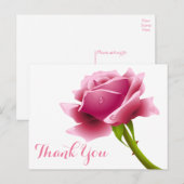 Carte Postale Fleurs Roses florales en Merci rose (Devant / Derrière)