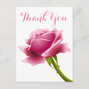 Carte Postale Fleurs Roses florales en Merci rose