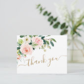 Carte Postale Fleurs Roses Fluides Verdure Merci Floral (Debout devant)