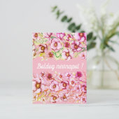 Carte Postale Fleurs roses - Jour du nom hongrois (Debout devant)