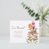 Carte Postale Fleurs roses pois changez d'adresse (Debout devant)