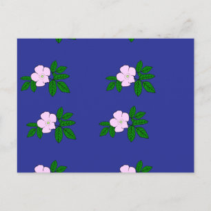 Carte Postale Fleurs roses sur bleu marine
