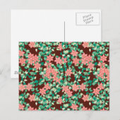 Carte Postale Fleurs roses sur fond chocolat (Devant / Derrière)