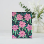 Carte Postale Fleurs roses sur noir (Debout devant)