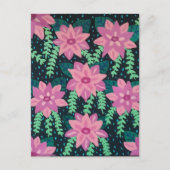 Carte Postale Fleurs roses sur noir (Devant)