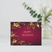 Carte postale Fleurs Rouge Bourgogne Or (Debout devant)
