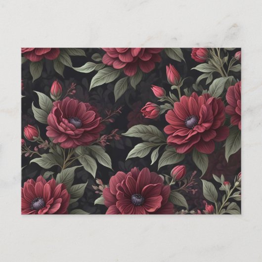 Carte Postale Fleurs rouges bourguignonnes gothiques (Devant)
