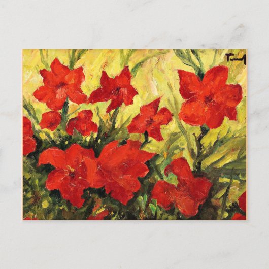 Carte Postale Fleurs rouges Clematis (Devant)