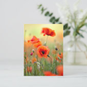 Carte Postale Fleurs rouges de pavot (Debout devant)