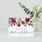 Carte Postale Fleurs rouges et violettes Soyez mon maître d'honn (Debout devant)