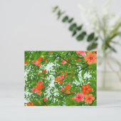 Carte Postale Fleurs rouges sur vert (Debout devant)