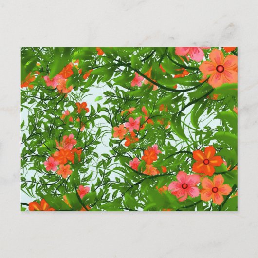 Carte Postale Fleurs rouges sur vert (Devant)